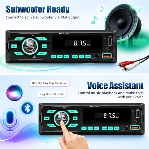 Car Radio Bluetooth Single DIN Car Stereo Audio, Car Audio with Dual Bluetooth