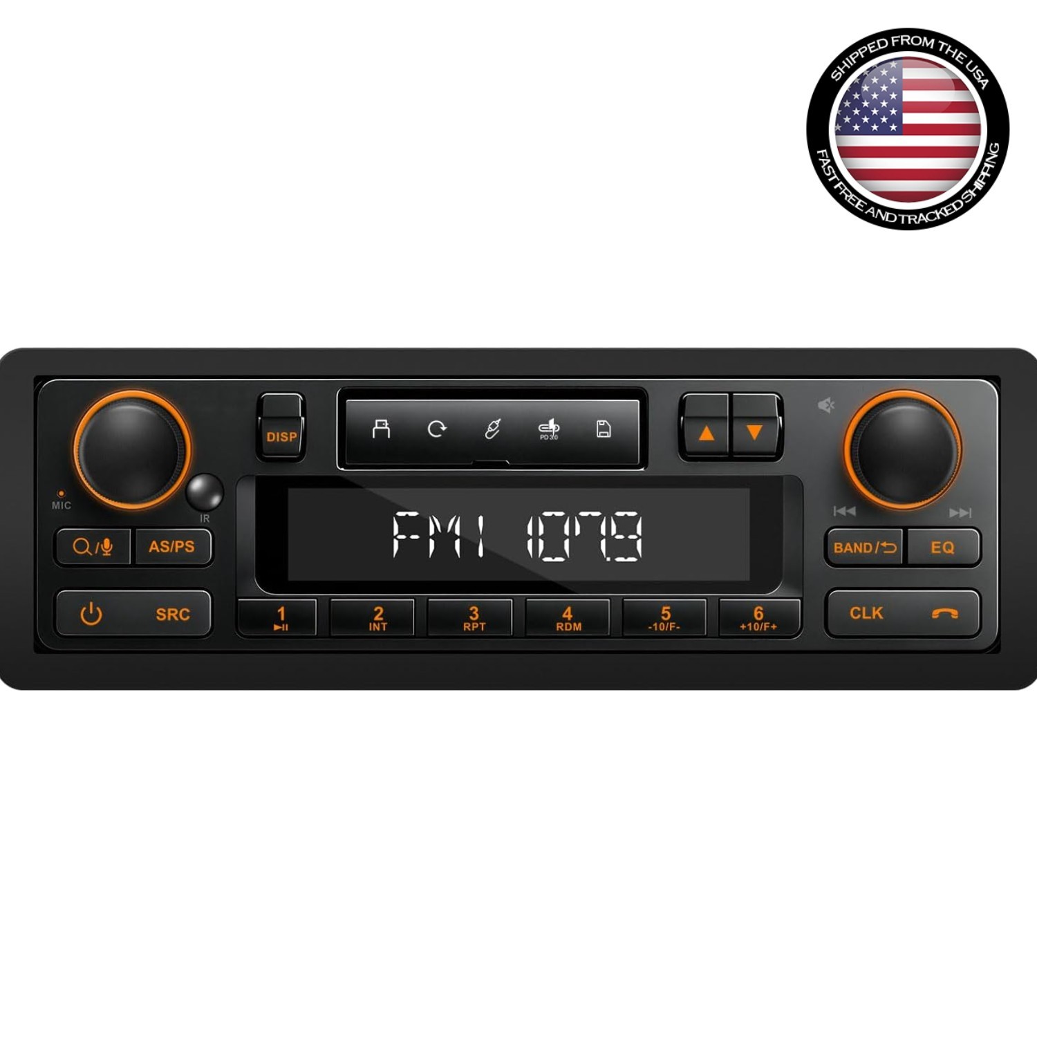 Retro Bluetooth Car Radio 7 Color LCD Display 4-Ch Stereo USB SD Aux FM AM