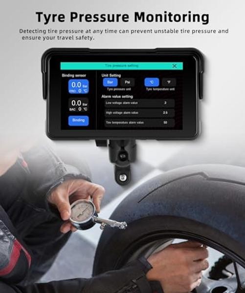 for Motorcycle Carplay Android Auto, 5’’ Waterproof Motorcycle GPS Navigation