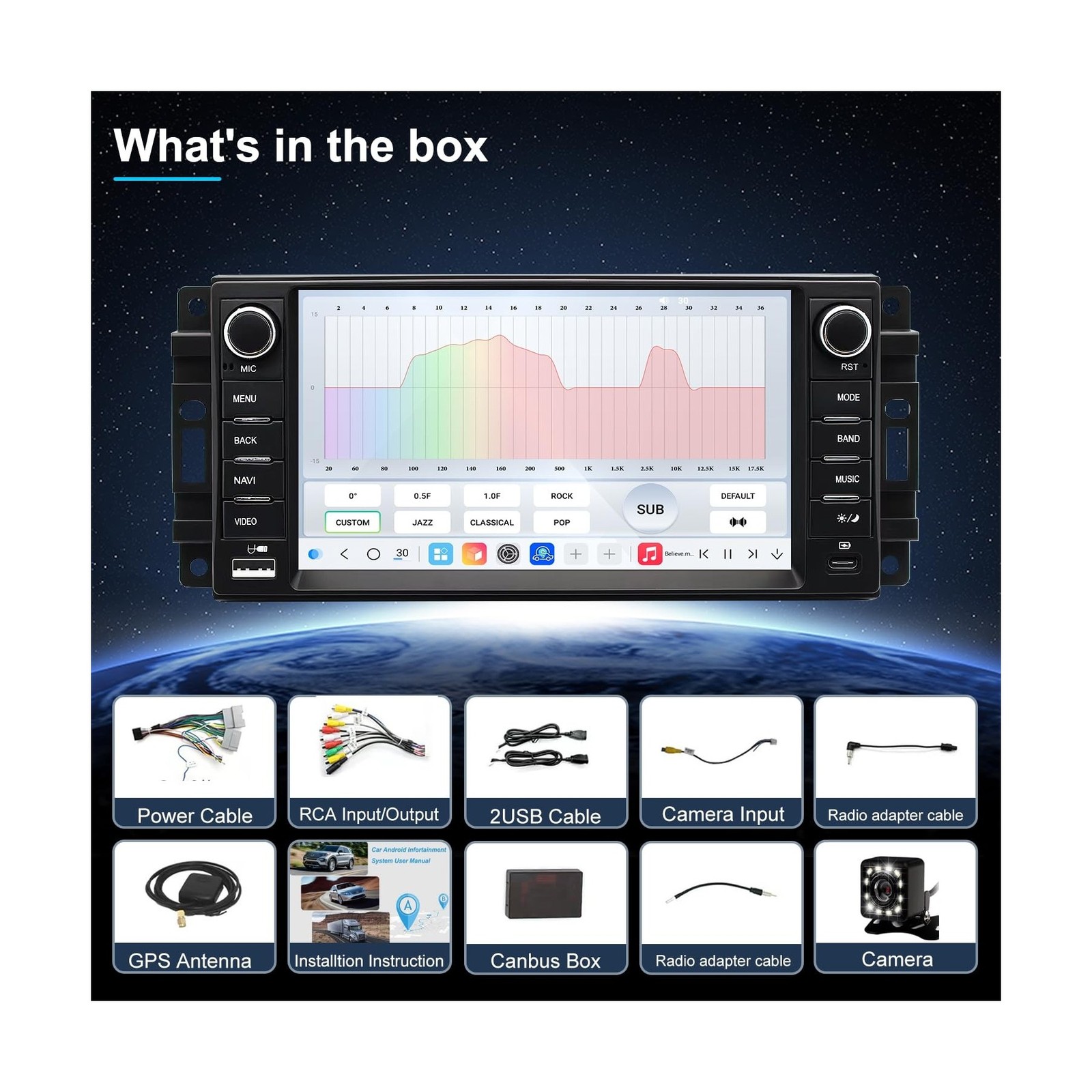 4G LTE QLED Radio for Jeep Wrangler 2007-2018 Chrysler Dodge Ram 1500,Touch S…