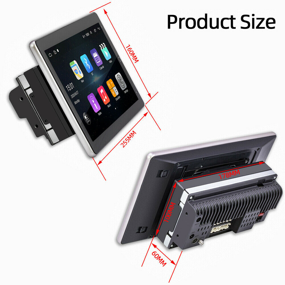 Android 13 Double Din 10.1″ Rotatable Touch Screen Car Stereo Radio Carplay GPS