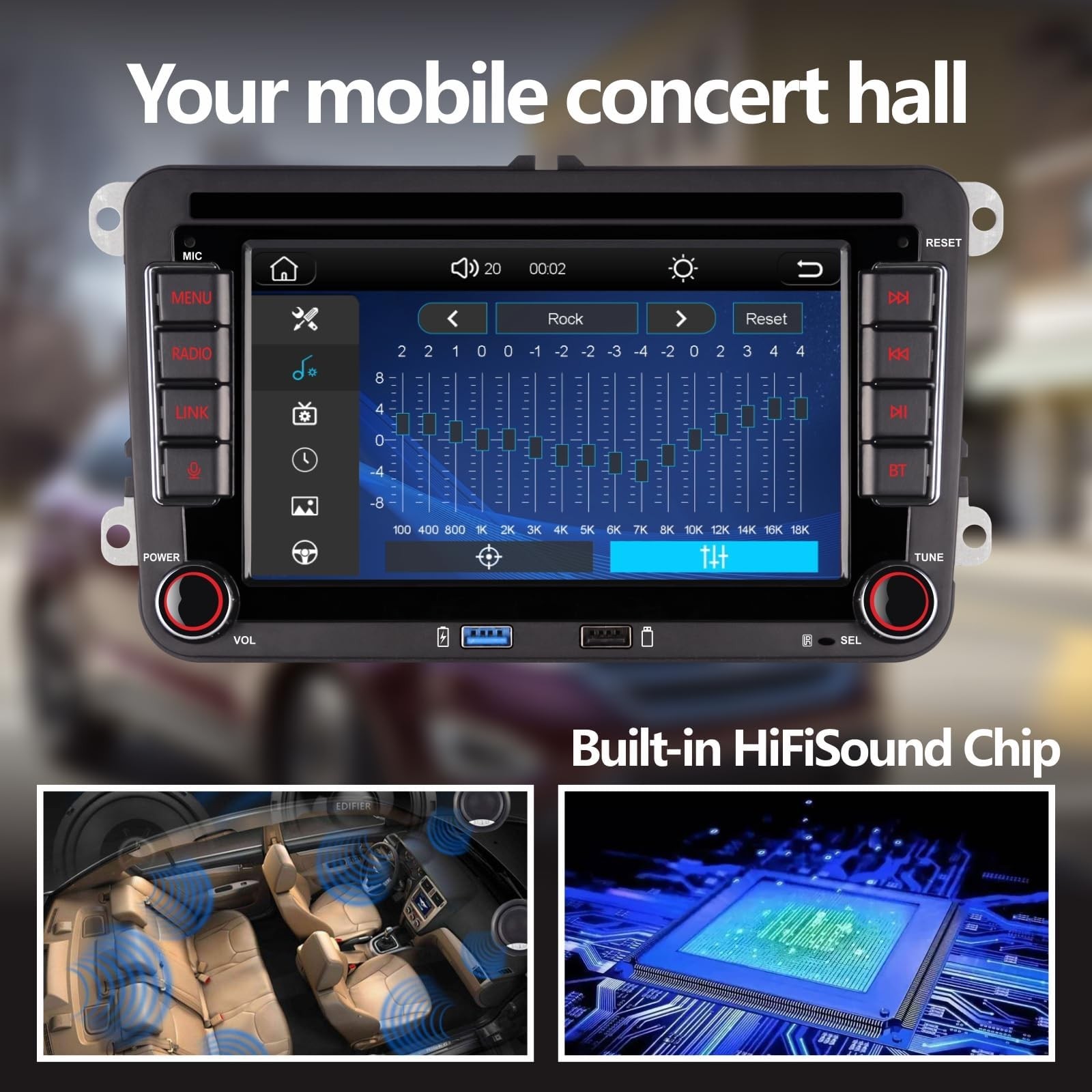 Double din Car Stereo Compatible with Wireless Carplay Android Auto with Blue…