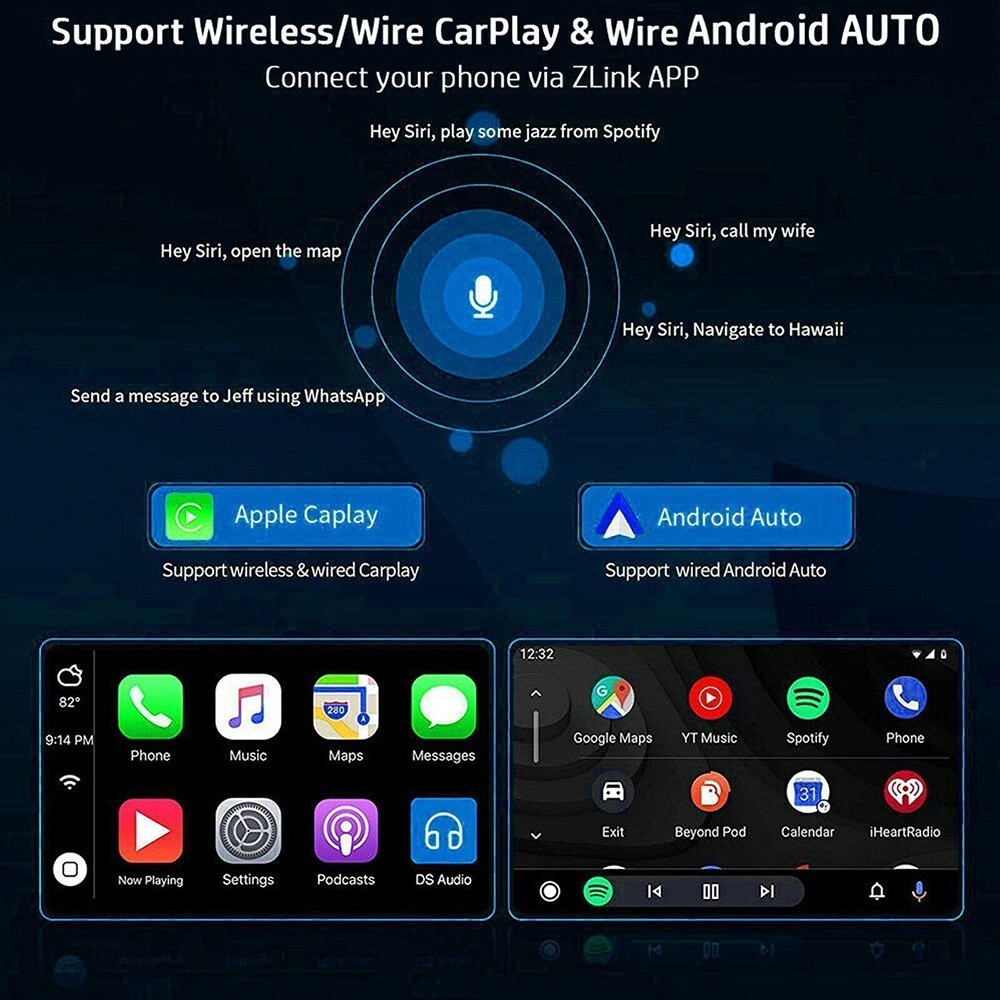 7inch 4+64GB Android 15 Apple Carplay Car Stereo Radio GPS WIFI 2 Din Navigation
