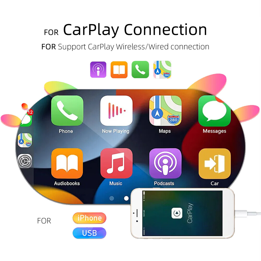7″ Touchscreen Bluetooth Single 1 Din Car Stereo Radio For Apple/Android CarPlay