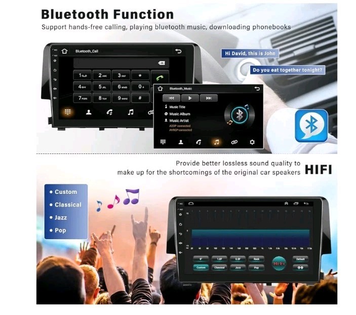 Car Stereo for Honda Civic 2016-20 carplay Android GPS Backup Camera MIC FM NAV