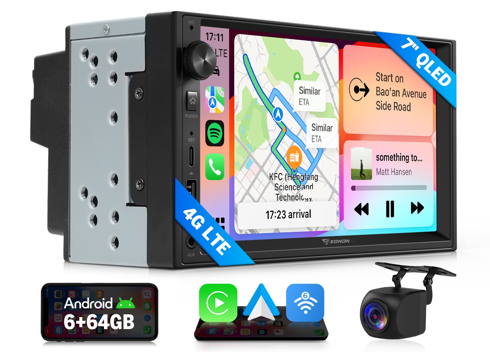 7″ QLED 6+64 Android Auto Car Stereo Head Unit CarPlay GPS Double 2DIN Universal