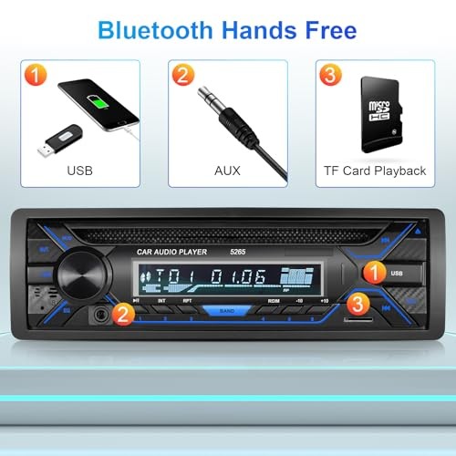Single Din Bluetooth Car Stereo with CD DVD Player, Single Din Radio with 4″