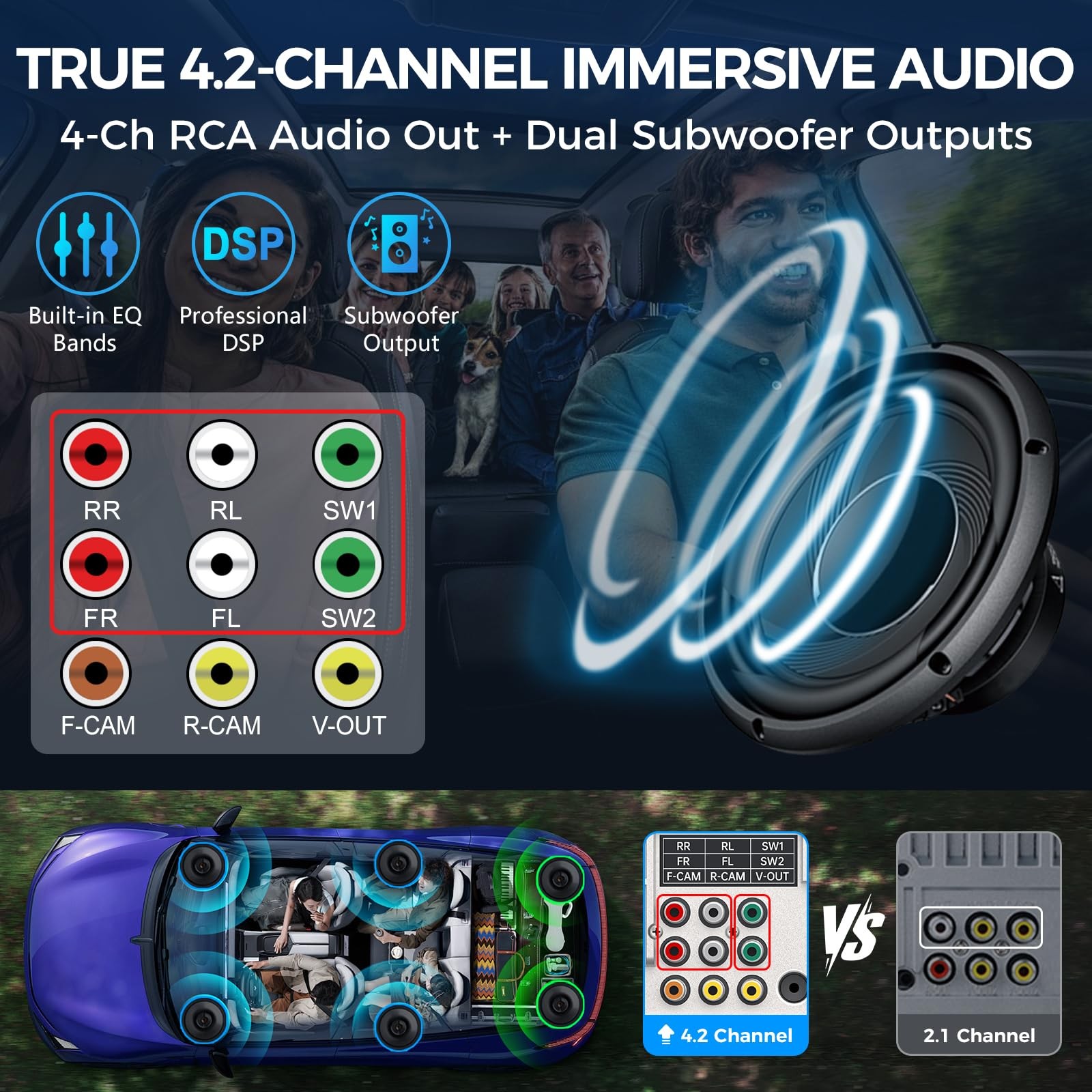SJoyBring 7″ QLED Double Din Car Stereo Compatible with Wireless Apple CarPla…