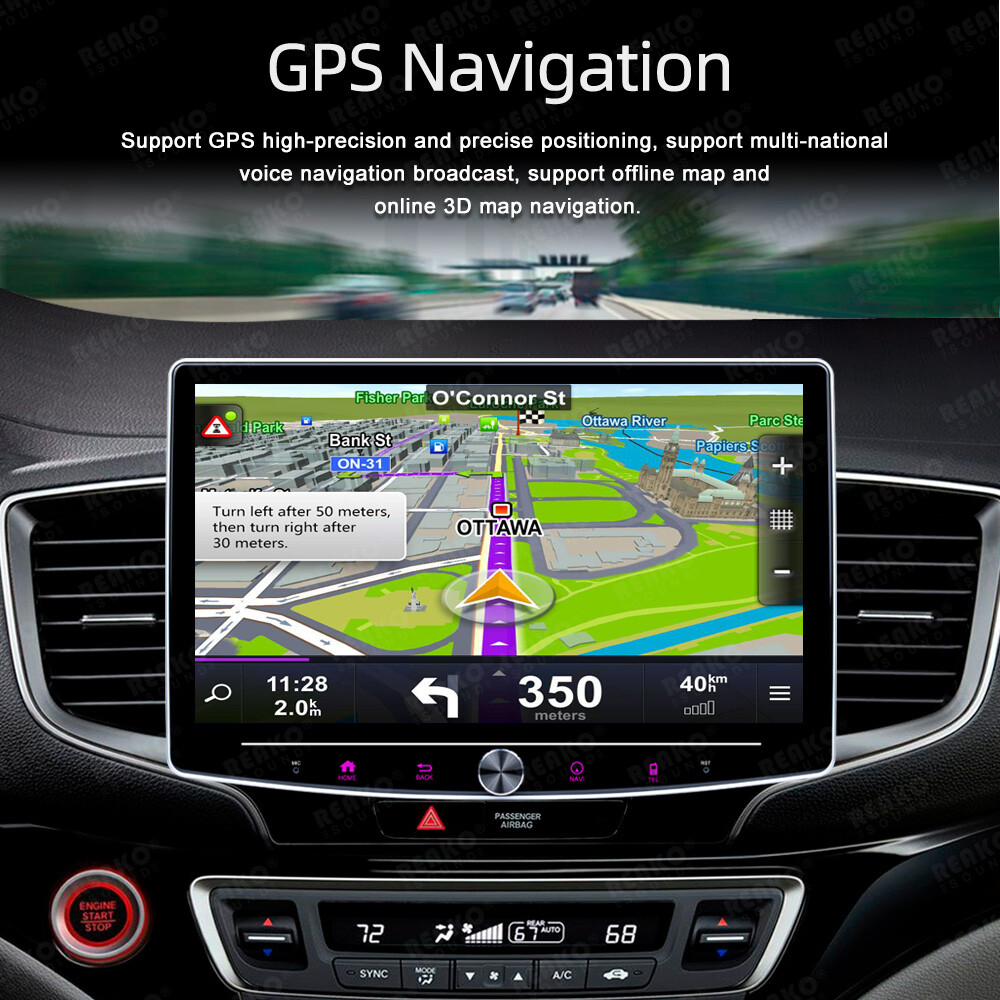 2+64G 1DIN Rotatable 10.1” Android 13 for Apple CarPlay Car Stereo Radio GPS BT