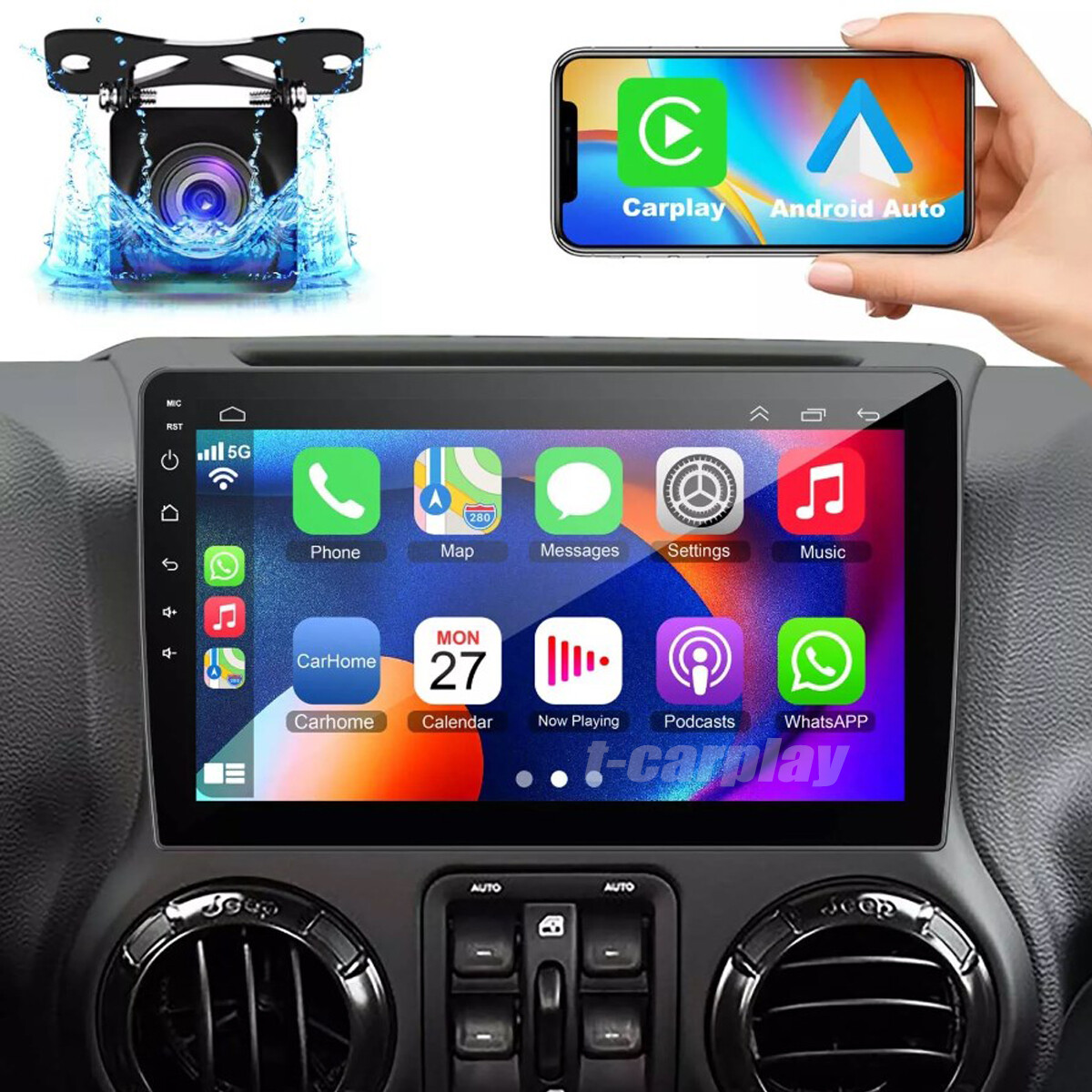 Car Radio For Jeep Wrangler 2007-2018 Double Din Car Stereo Apple Carplay GPS FM