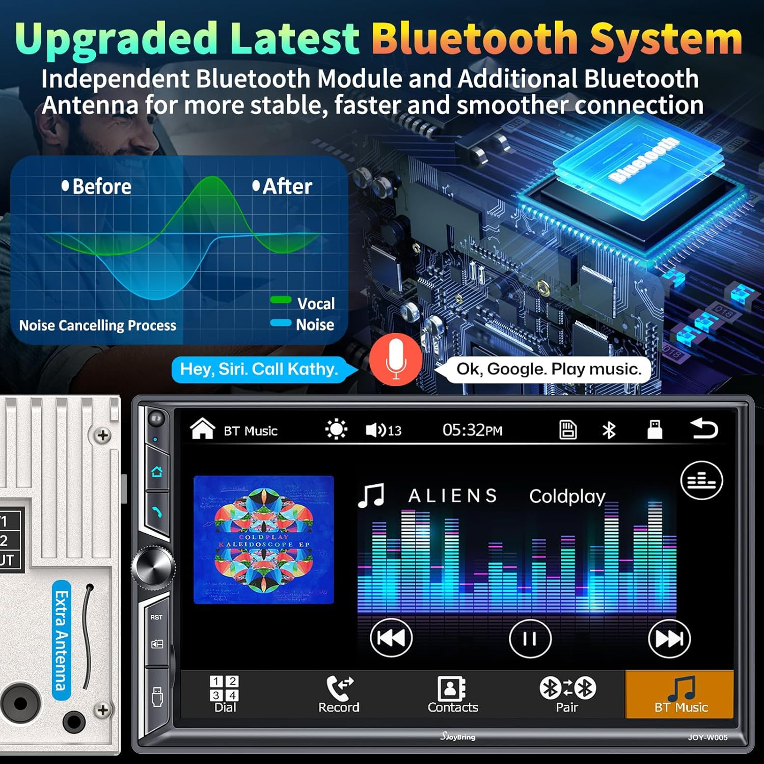 7″ Double Din Car Stereo Compatible with Wireless Apple Carplay & Android Auto,