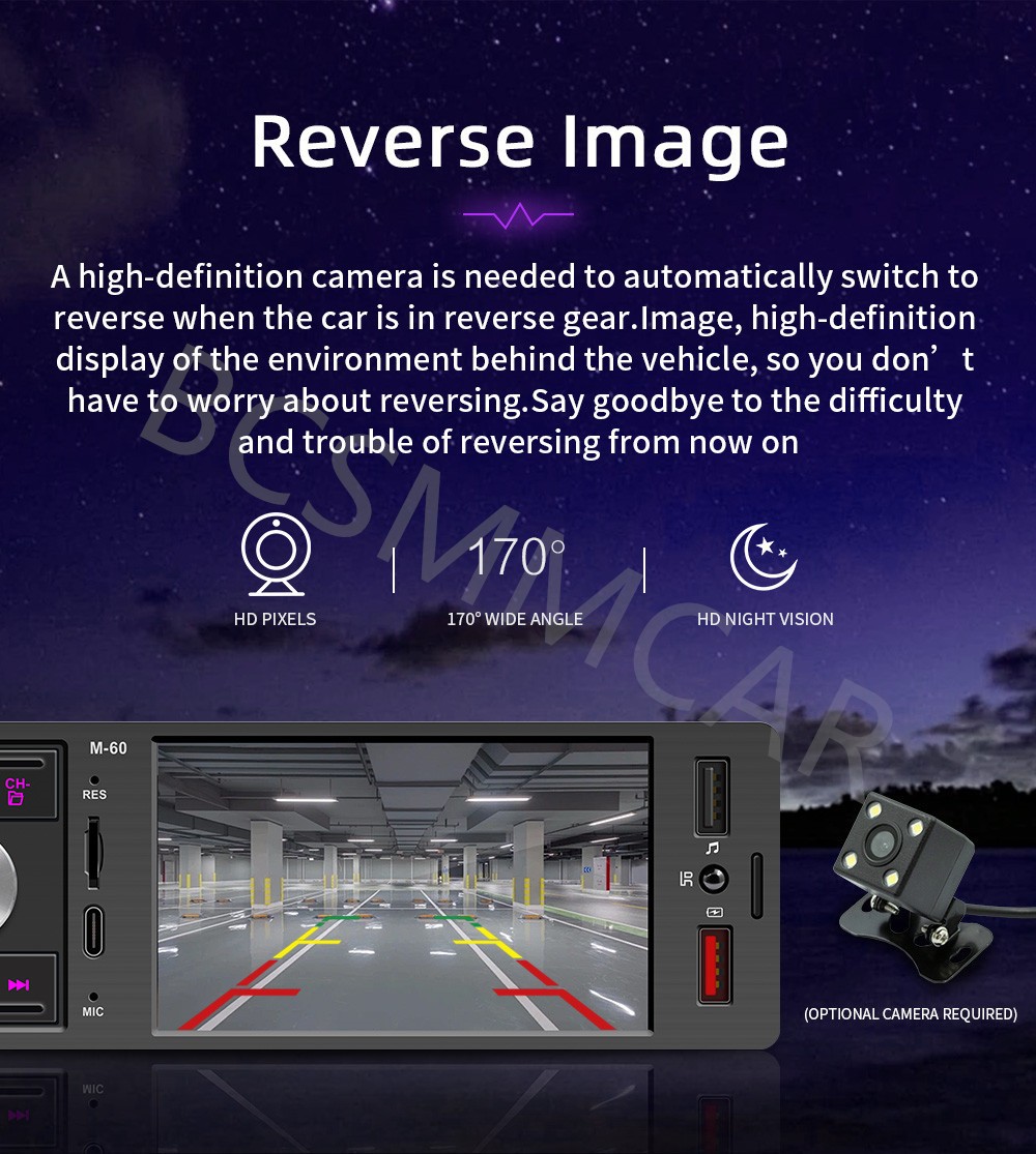 4.1in Car Stereo Touch Screen Single Din Radio Bluetooth AUX Colorful Lighting