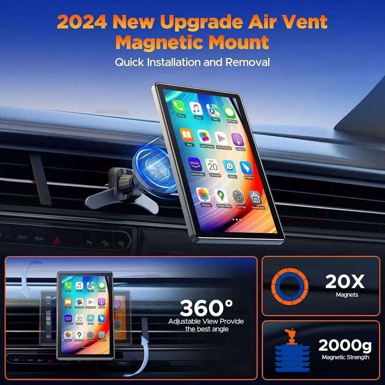 New Portable Car Stereo 7″ Touch Screen BT Wireless Apple Carplay Android Auto