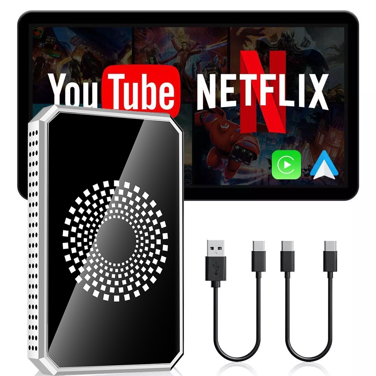 Wireless CarPlay AI Box Android 13 Auto WIFI Adapter Netflix YouTube