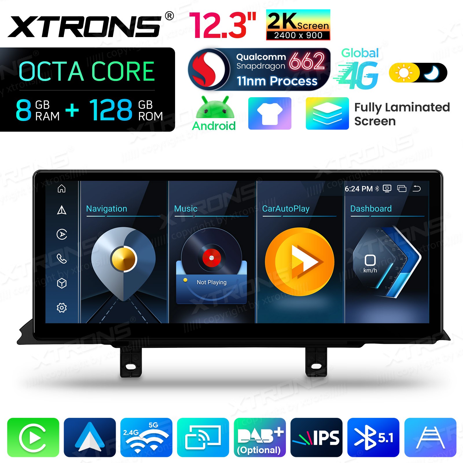 For BMW F30 F31 F32 F33 F36 Android Navigation 12.3″ Screen 2K IPS 8G 128GB WiFi