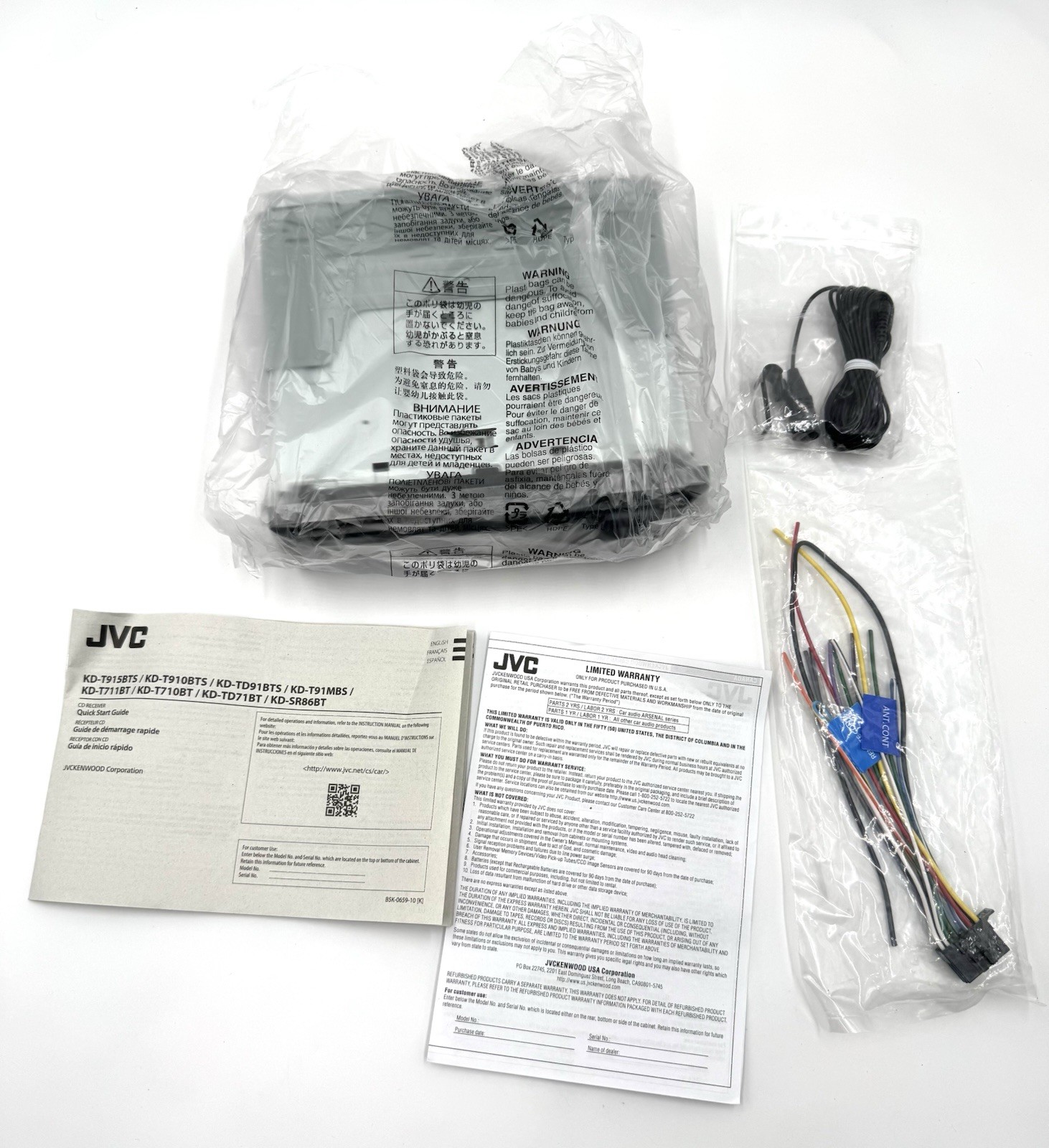 JVC KD-TD71BT CD Receiver for Car w/Bluetooth USB MP3 SiriusXM – OPEN BOX/UNUSED