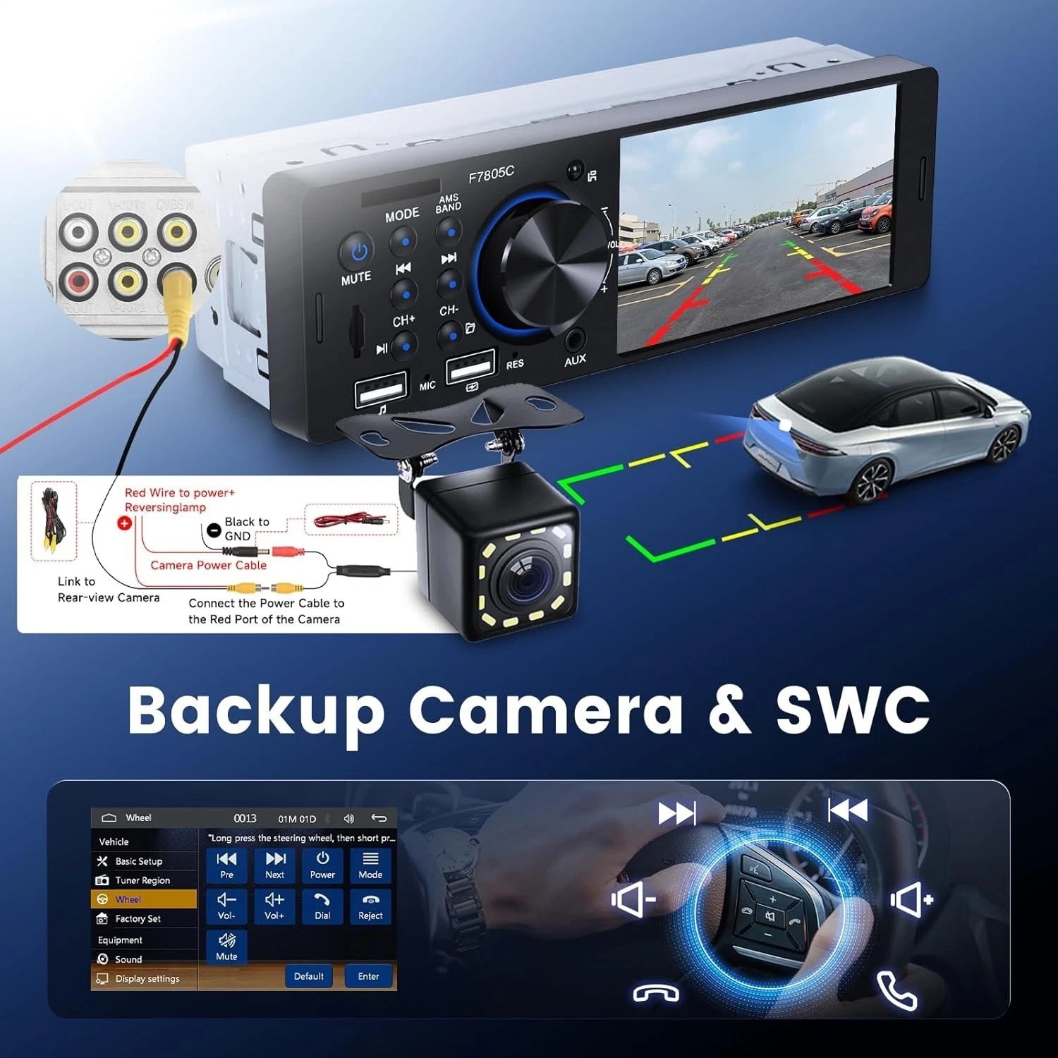 Single Din Car Stereo with CarPlay Android Auto, Touch Screen Car Audio Recei…