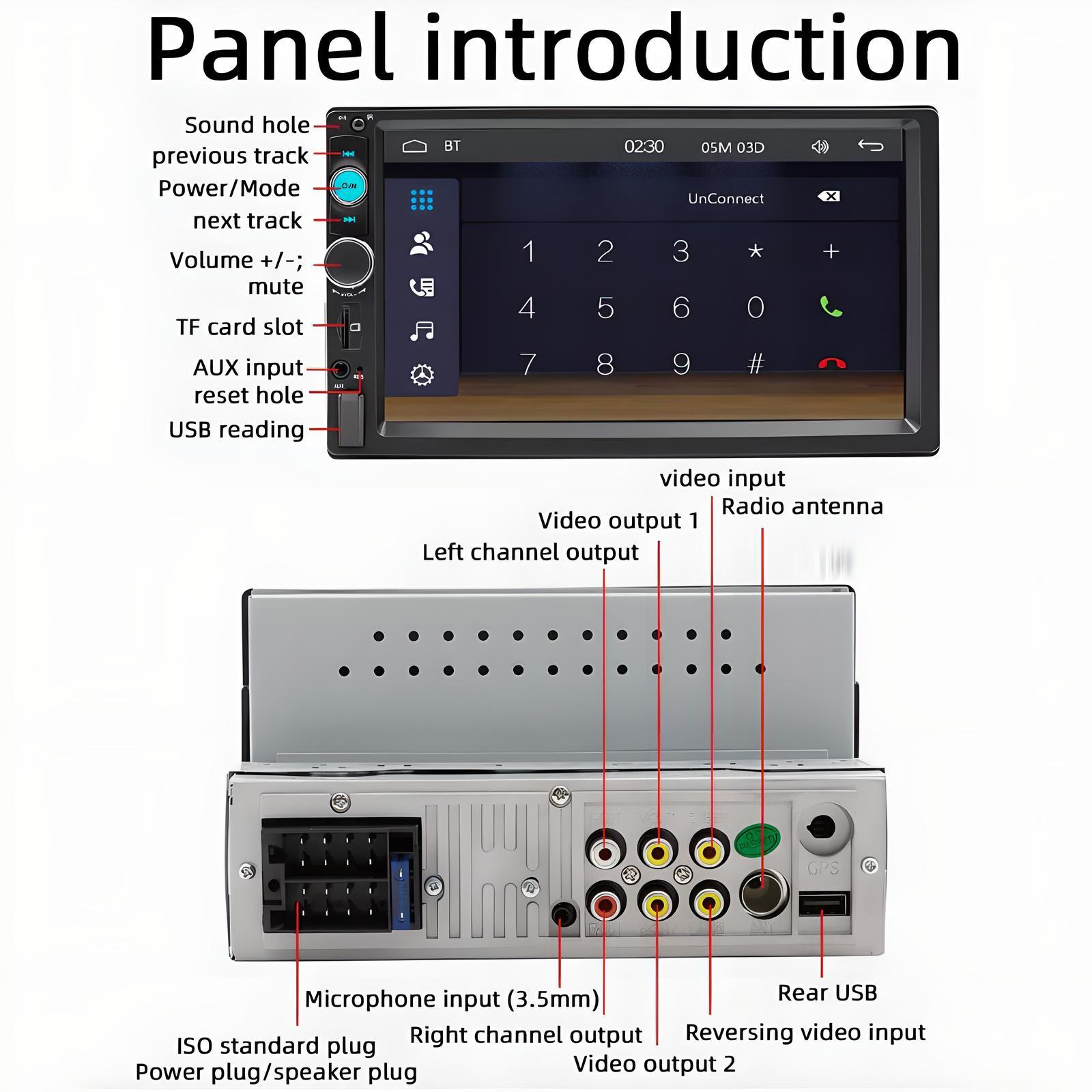 7″ Single 1Din Touch Screen Car Stereo Radio For Apple/Android CarPlay Bluetooth