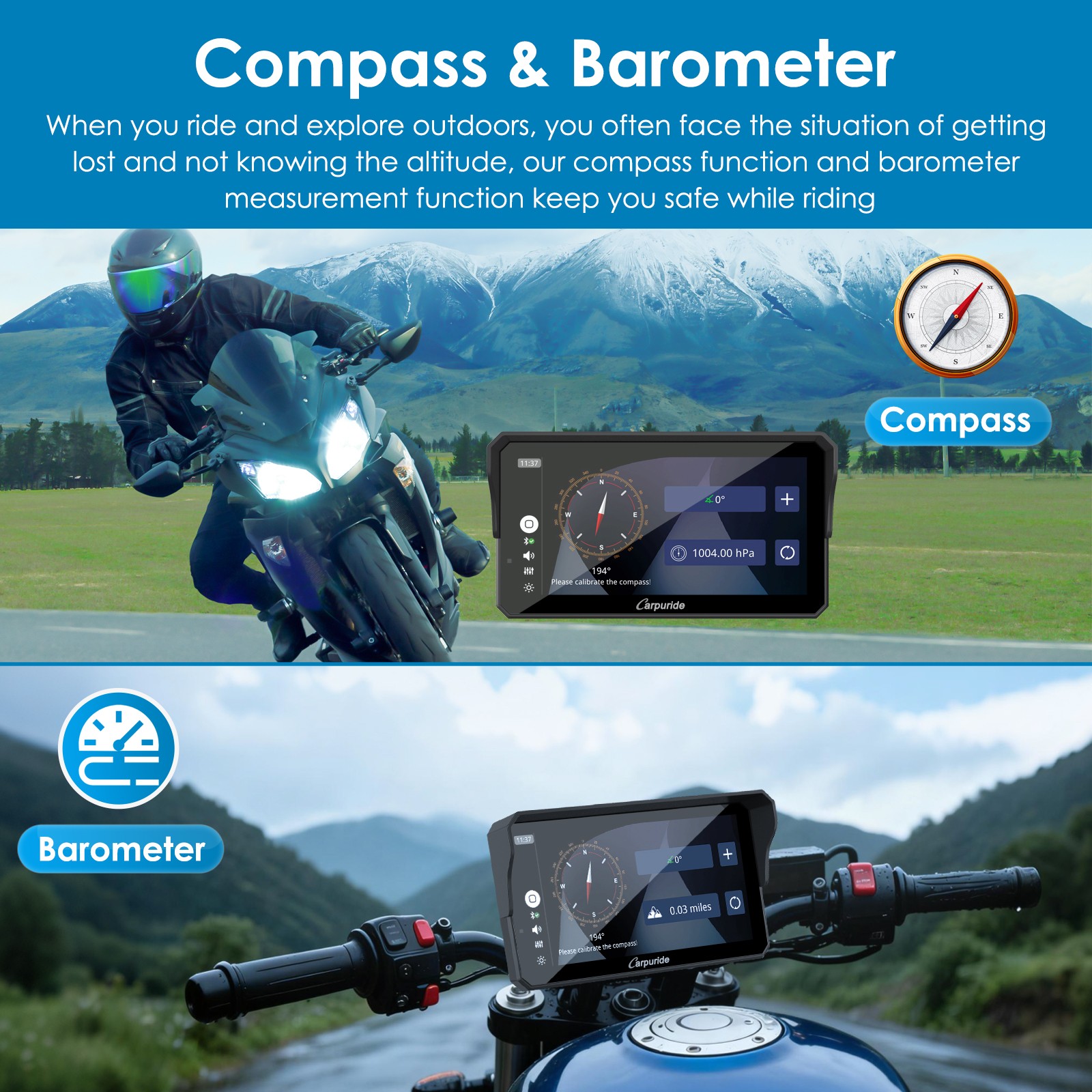 Carpuride W602SPro Moto TPMS Carplay Screen Wireless Android Auto Type-C Starter