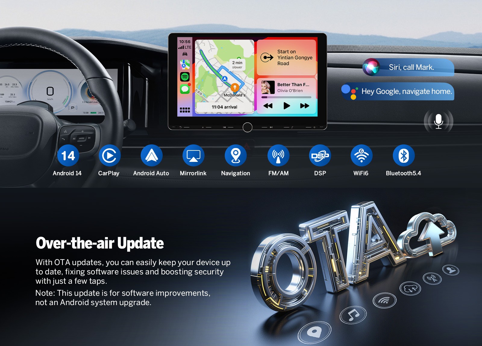 10.1″ Android 13 2DIN Car Stereo GPS Head Unit IPS Touch Screen Bluetooth Camera