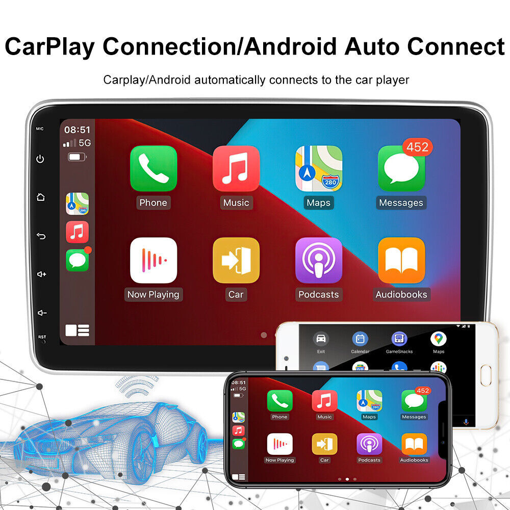 10.1in 2DIN Car Touch Screen Stereo Radio GPS Wifi Player BT Android 15 Camera