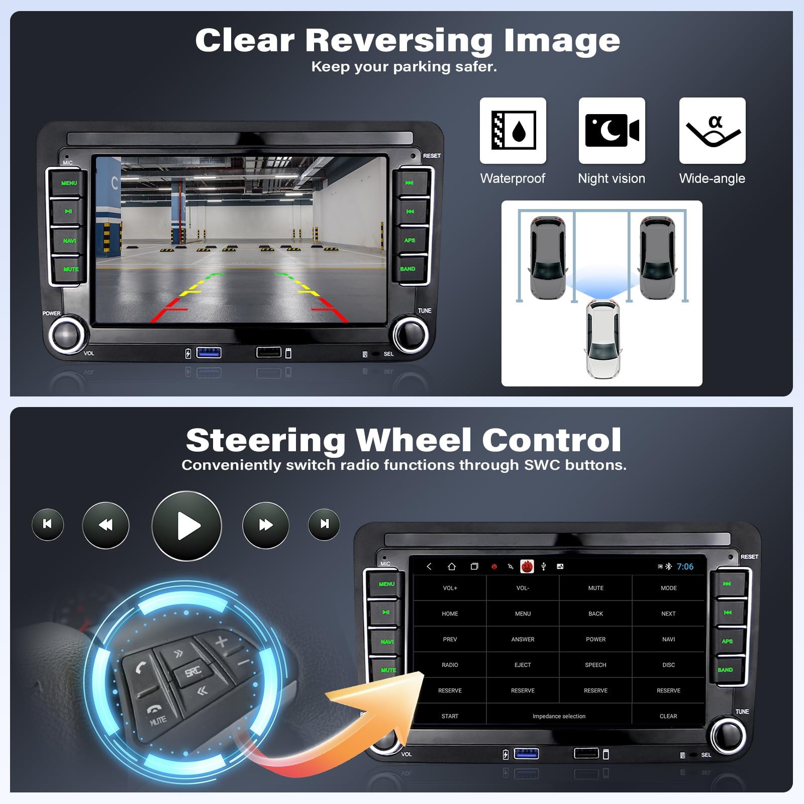 Unitopsci 2G32G Wireless Carplay Car Radio For Vw Volkswagen Passat Seat Golf