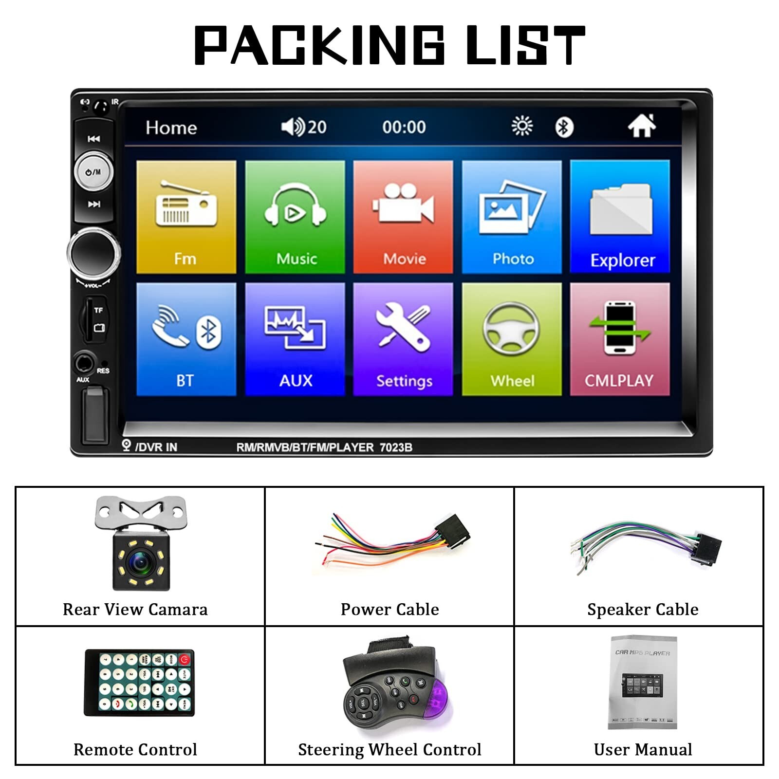 Double Din Car Stereo 7″ Touch Screen 2 Din Car Radio with Bluetooth FM, MP5 …