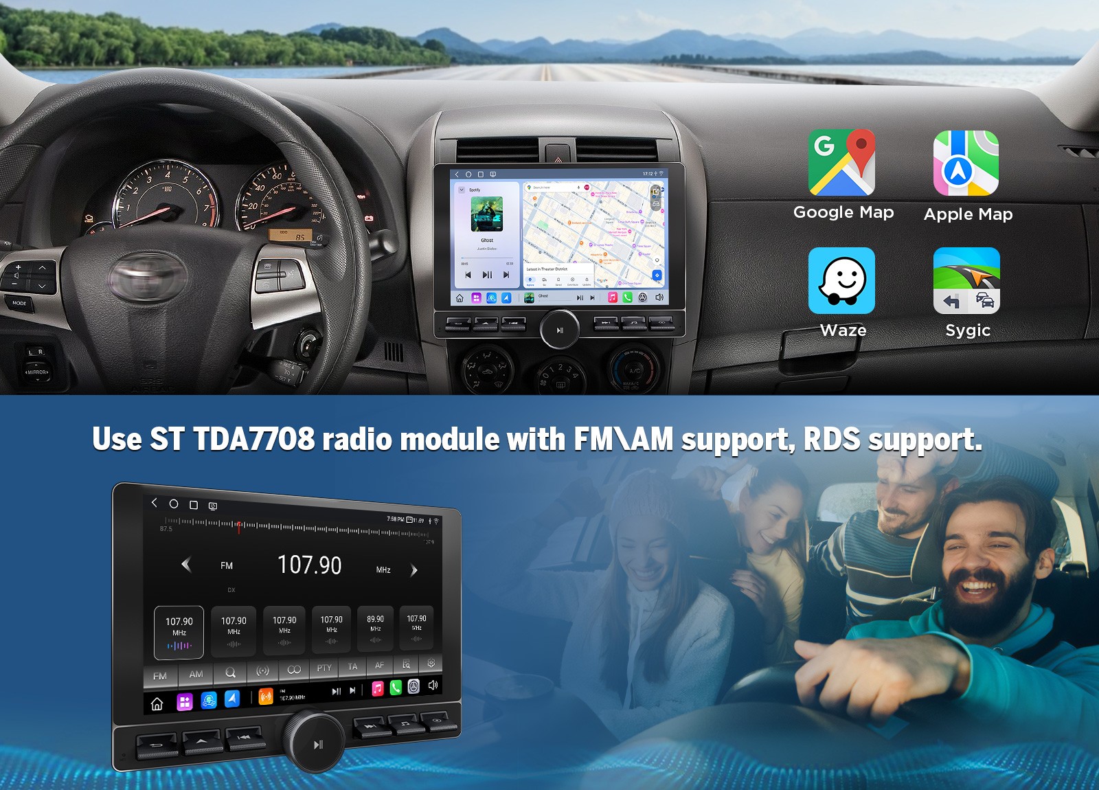 10.1″ QLED Car Stereo 8+128GB Android Wireless CarPlay GPS DSP Double DIN Radio