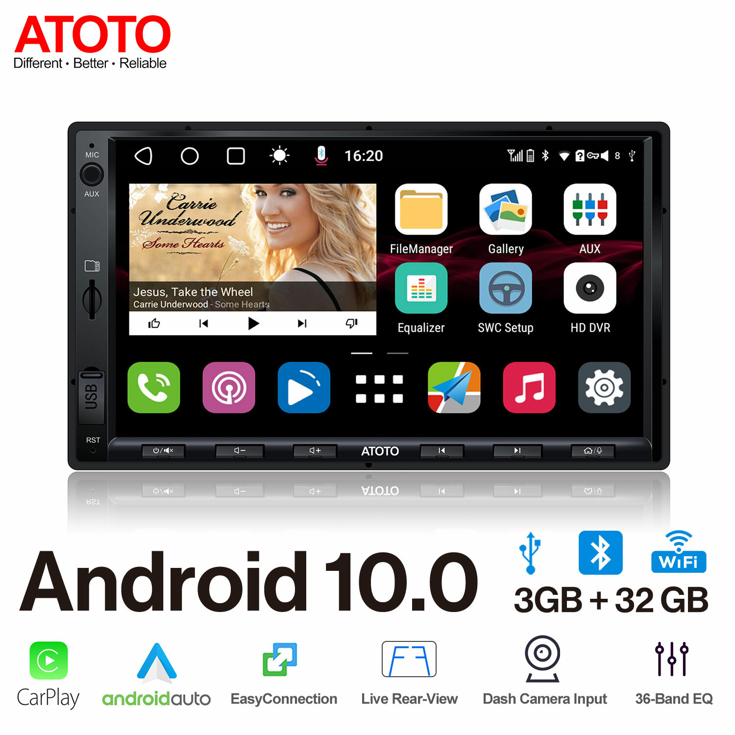 ATOTO S8 7″ Android Car Stereo 2DIN w/ Wireless CarPlay & Android Auto,Bluetooth
