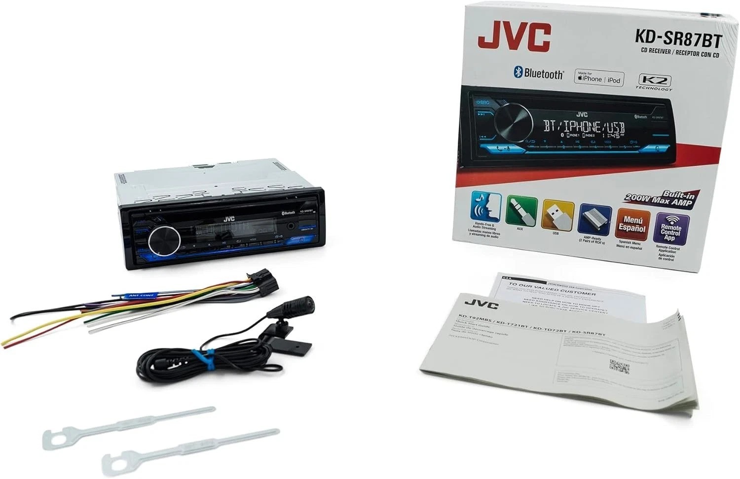 KD-SR87BT Bluetooth CD Car Stereo with USB Port – AM/FM Radio, MP3 Player, Hi…