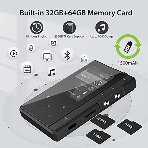 32GB MP3 Player with 90 Hours Long Battery Life—Bluetooth 5.0—Z6 Black 32GB