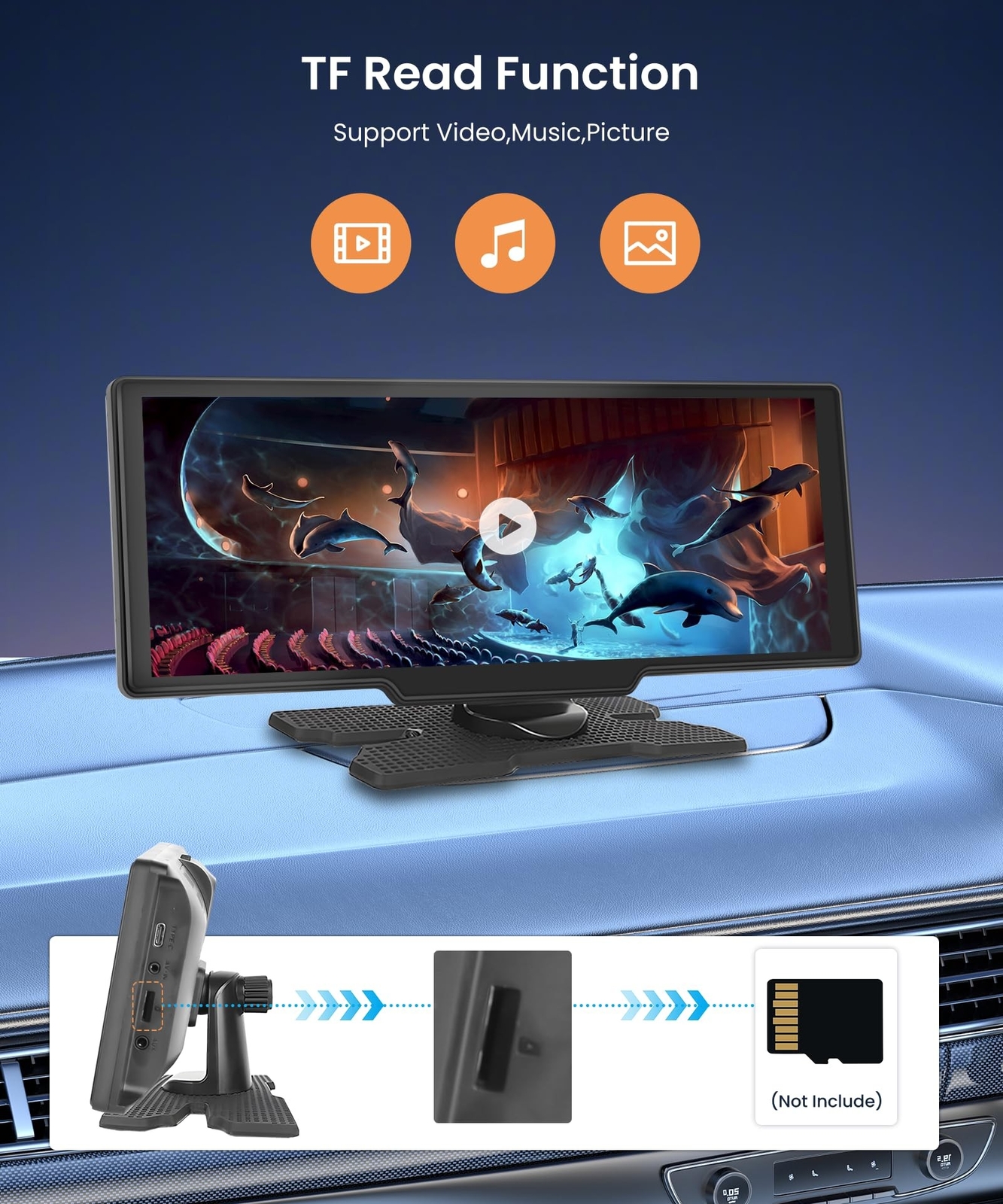 Podofo 10.26 inch Carplay Screen for Car with Wireless Carplay Android Auto M…