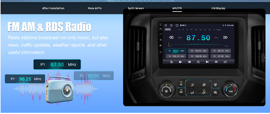 Car Stereo—Chevy Silverado GMC Sierra 2014-2018 2GB+32GB w/CarPlay/Android Auto