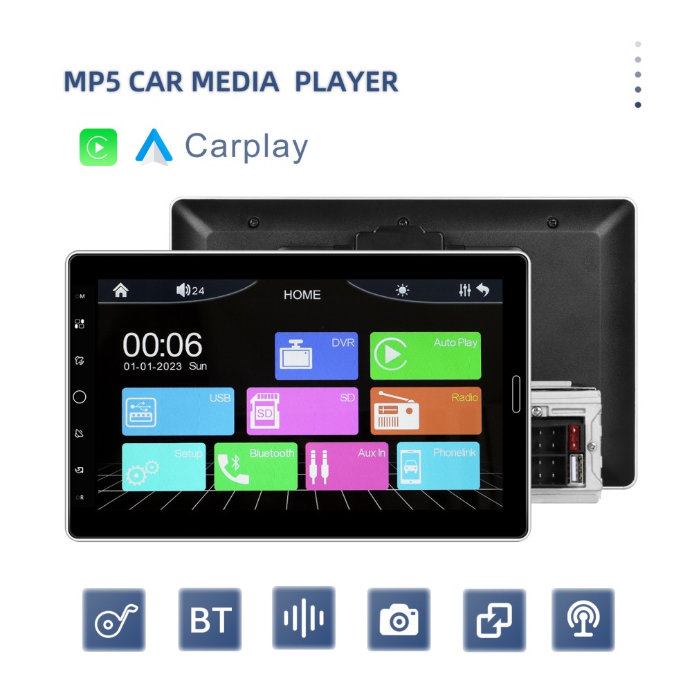 10.1″ Car Stereo Radio Single 1Din Rotatable Touch Screen Bluetooth MP5 Carplay