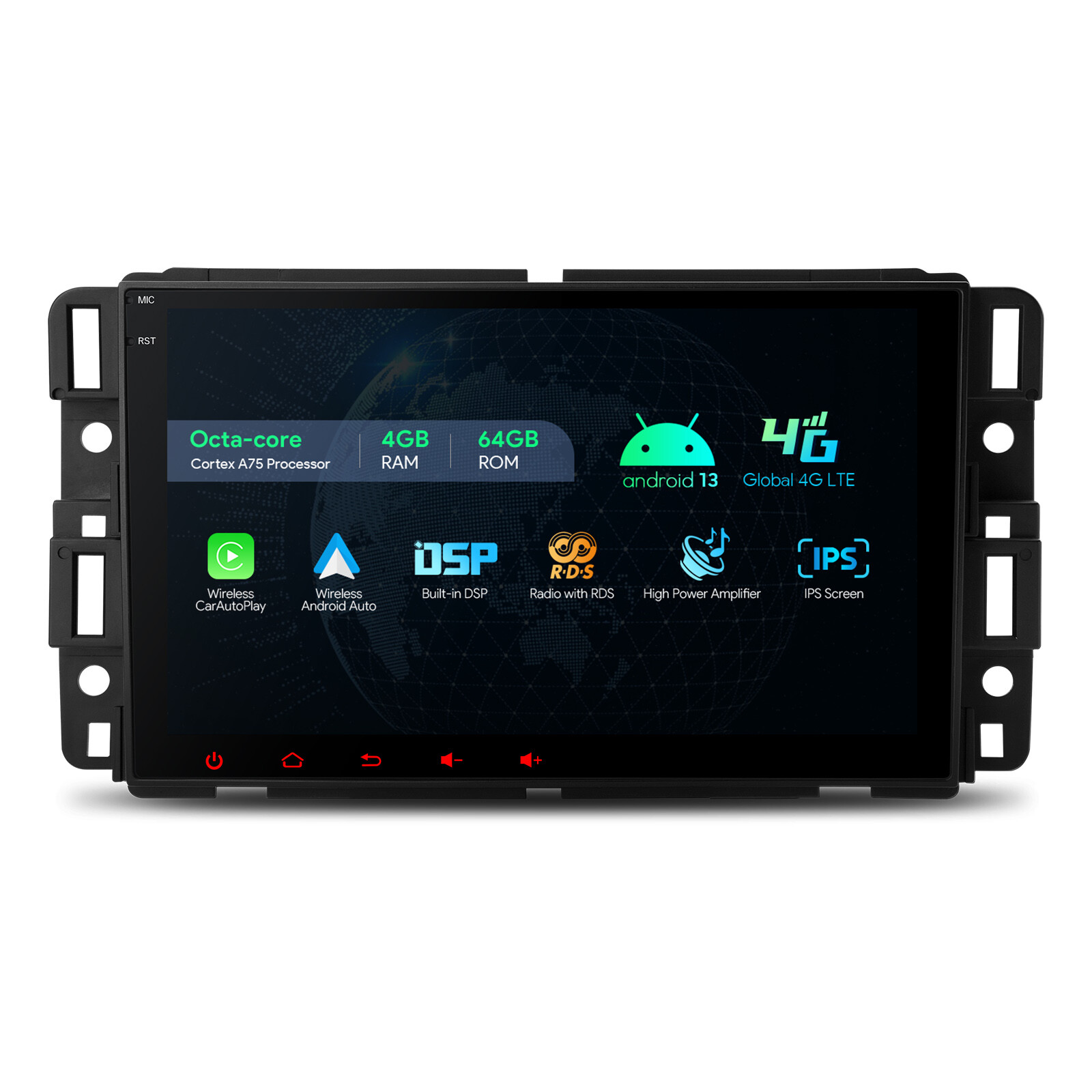 8″ Android 14 8-Core 4+64GB Car Stereo GPS Radio 4G WIFI For Chevrolet GMC Buick