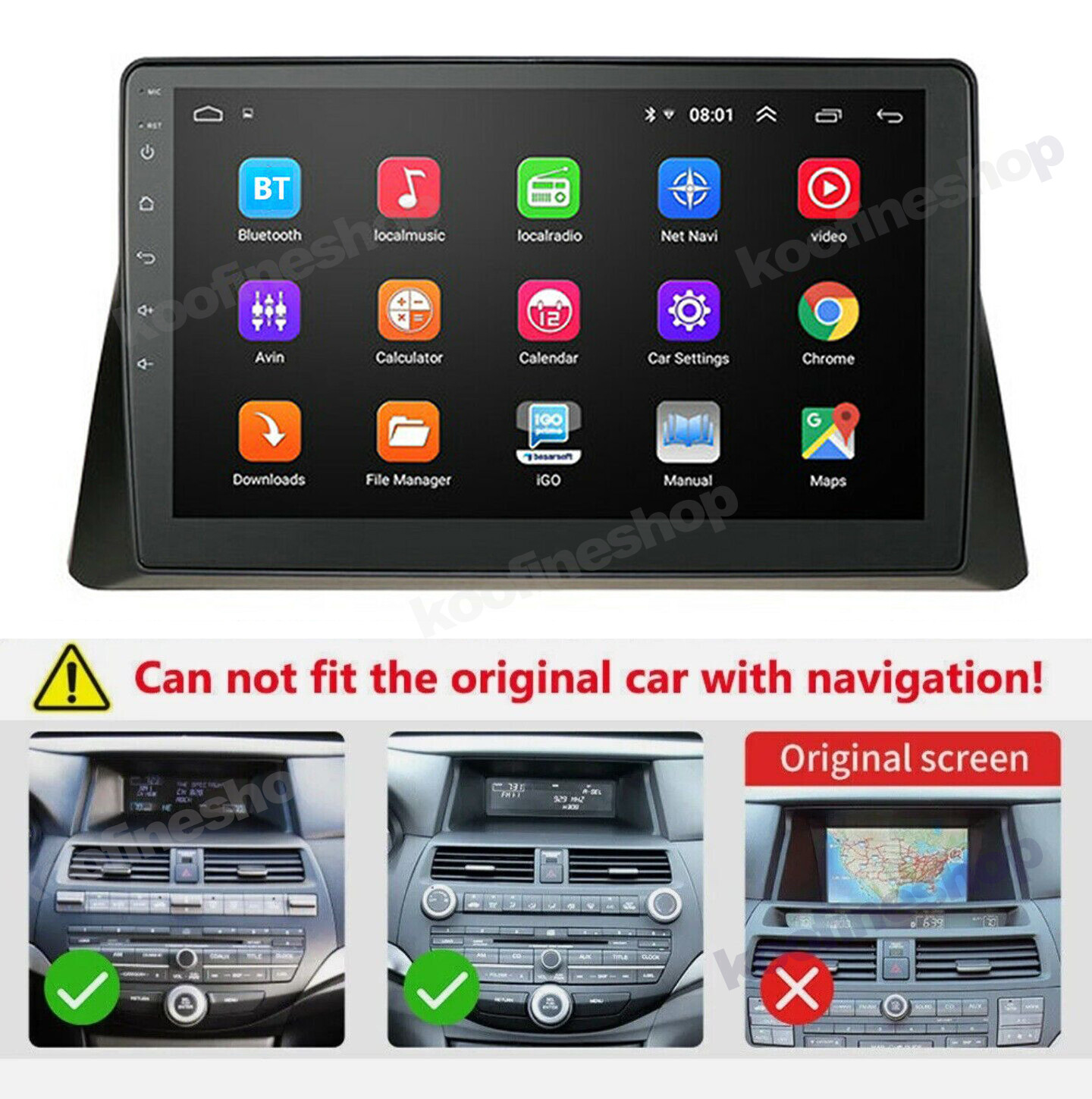 FOR HONDA ACCORD 8th Gen 2008-2013 Android CarPlay Car Navigation Radio Headunit