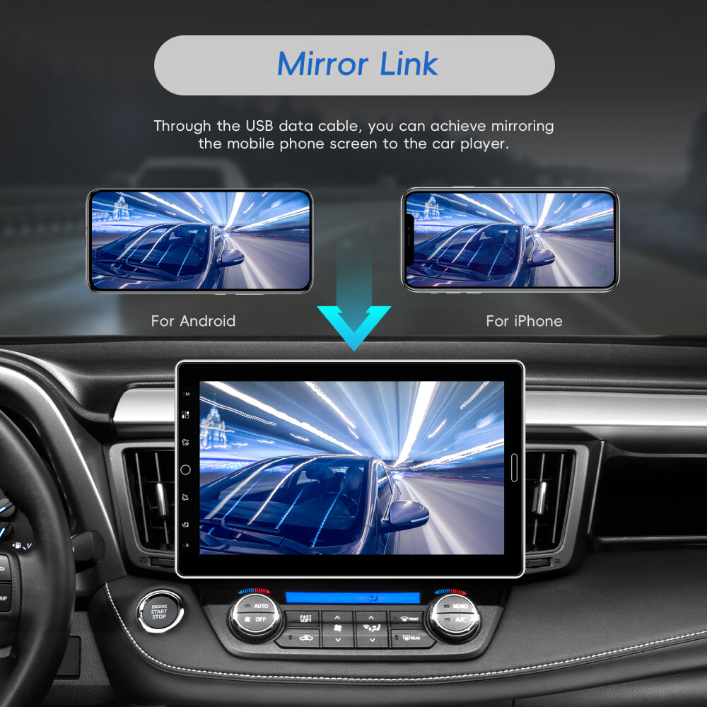 10.1″ Carplay Car Stereo Radio Single 1Din Rotatable Touch Screen Bluetooth MP5