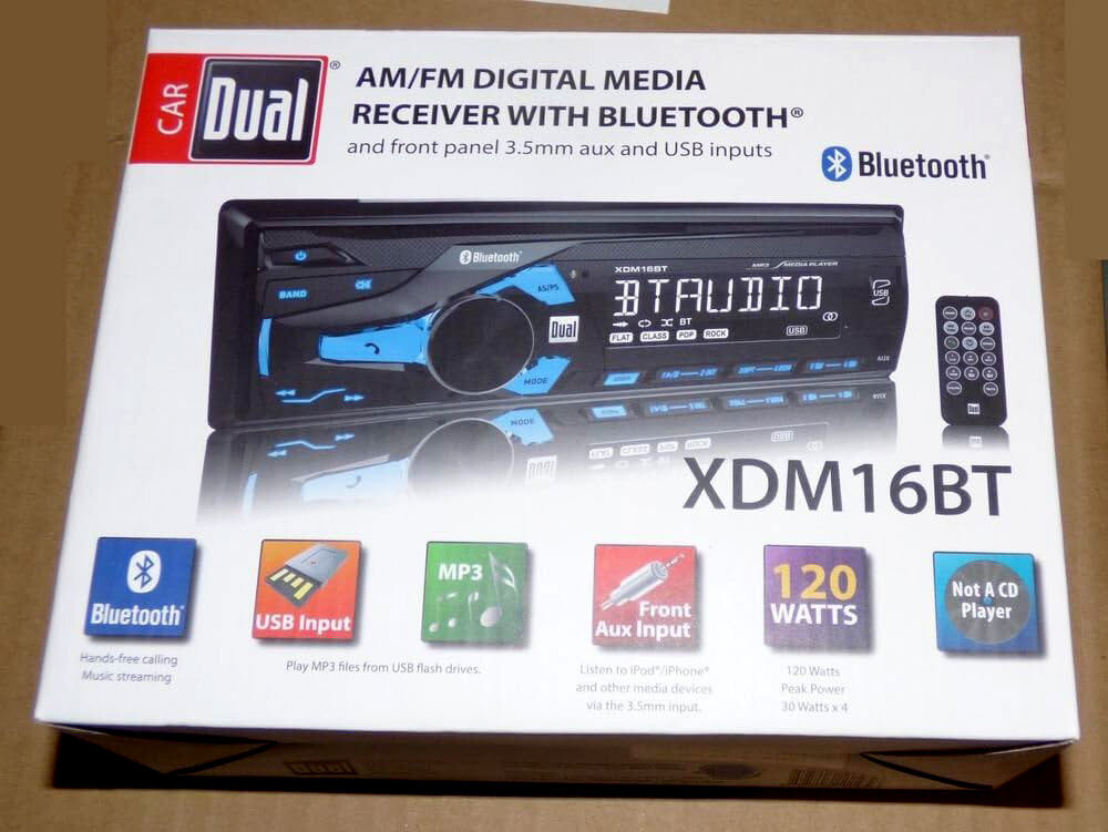 Car Stereo 120 Watts AM FM Digital Media Receiver Bluetooth USB MP3