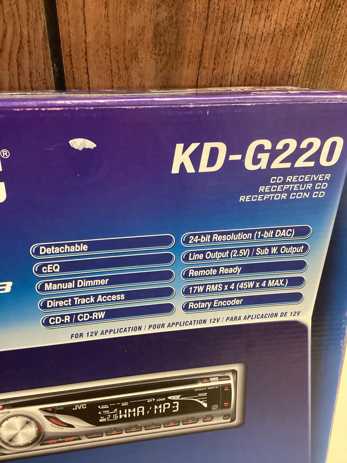 JVC KD-G220 Car CD Receiver 1 DIN WMA MP3 Player Detachable Face Stereo In Dash