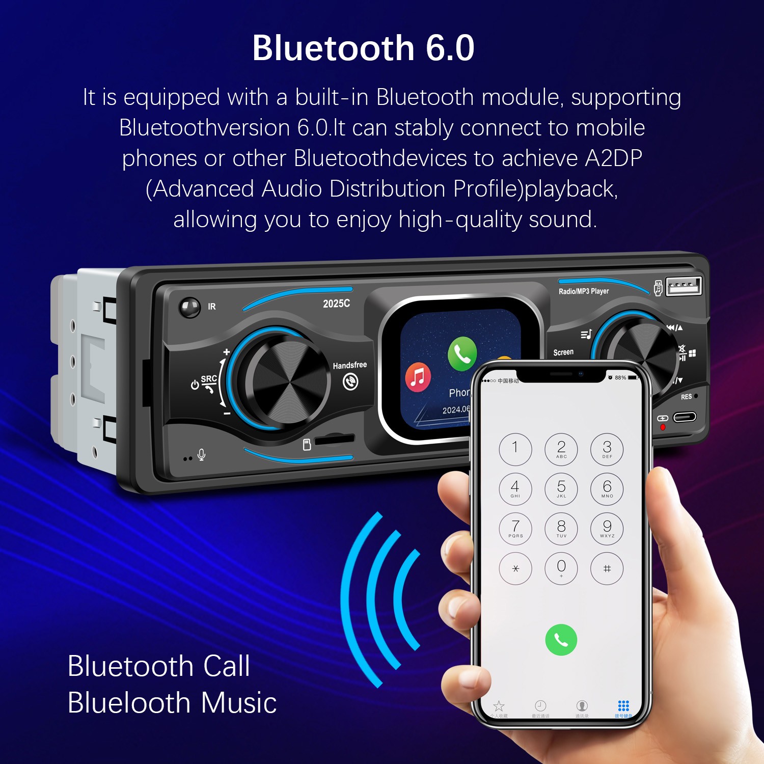 Car Stereo Radio Single 1Din 2.2″ TFT Smart Touch MP3 Bluetooth FM/USB Head Unit