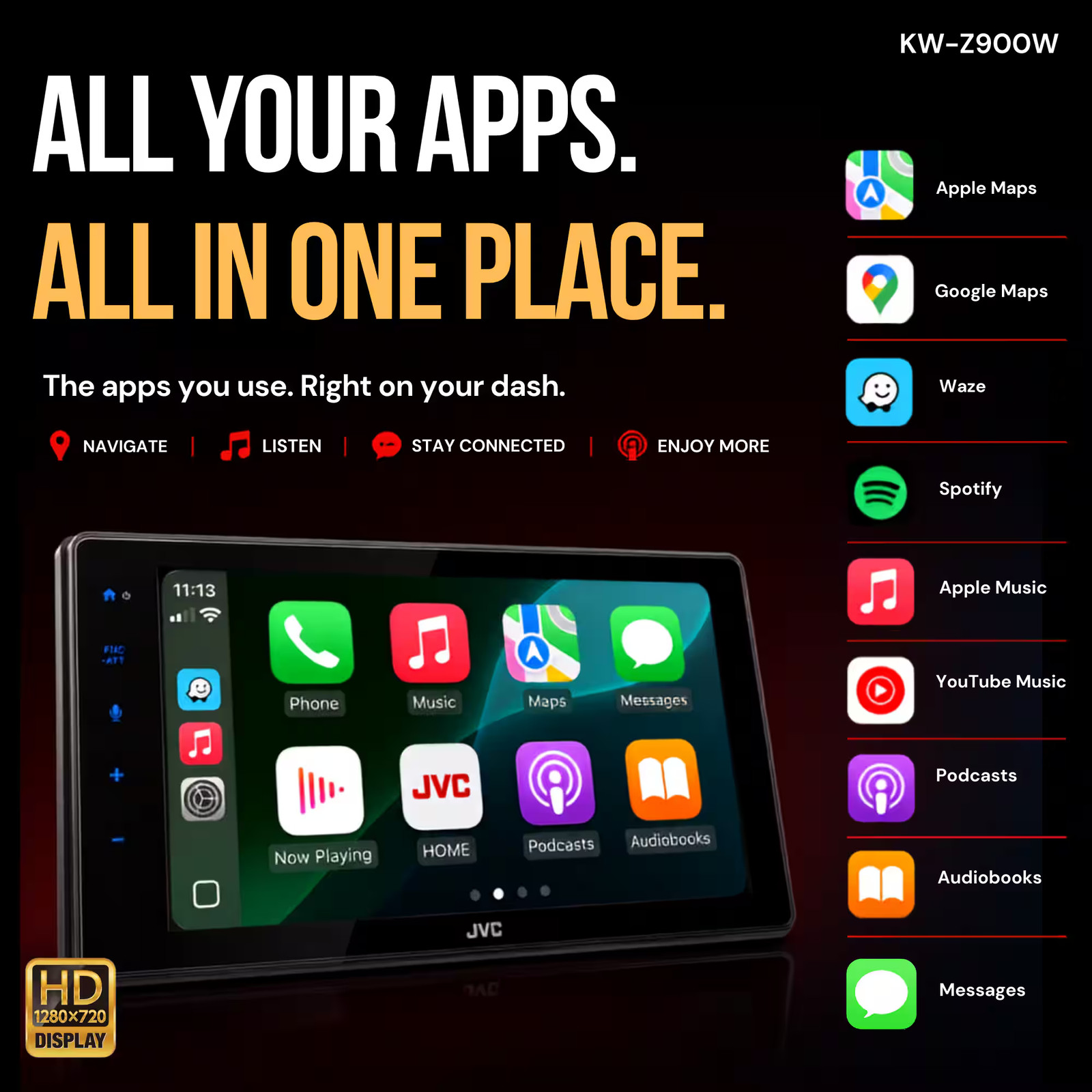 JVC – 9″ Wireless Android Auto and Apple CarPlay Bluetooth with High Definiti…