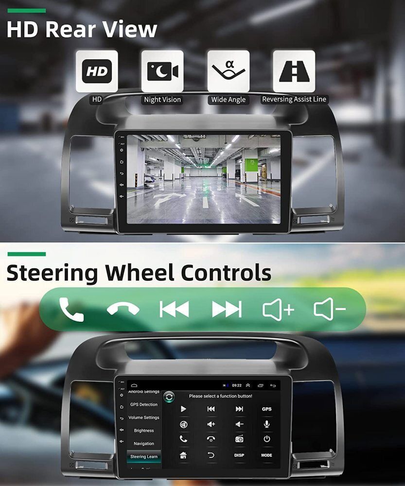 5G Wifi Radio HiFi SWC Backup Camera For 2002-06 Toyota Camry Carplay Android