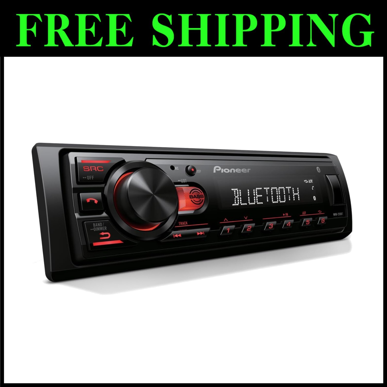 Single Din Digital Media Receiver – Bluetooth, USB, 50W x 4 Free USA Shipping