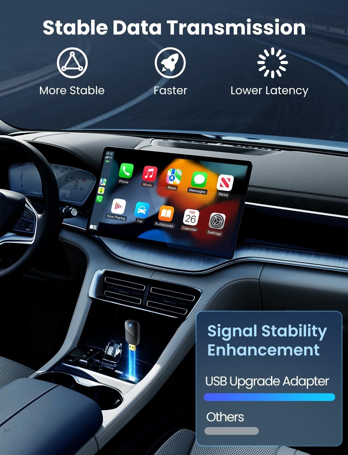 Mini Wireless Carplay & Android Auto Adapter for Iphone & Android Phone (2026 Up