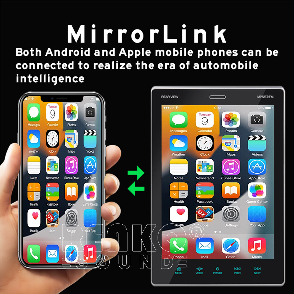 Single 1 Din Apple/Android Carplay Car Stereo Radio Bluetooth 9.5″ Touch +Camera