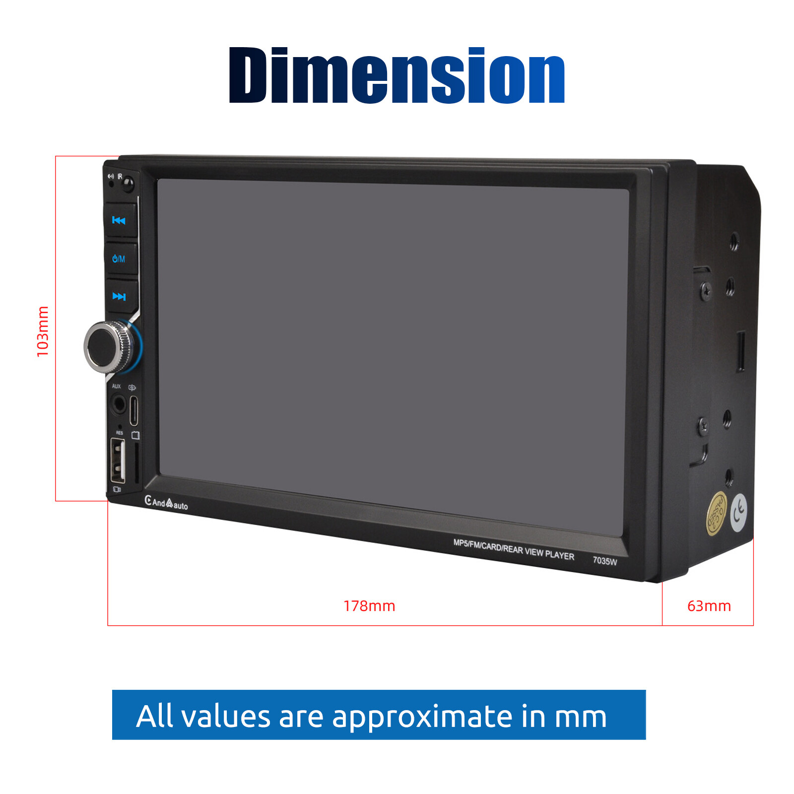 7″ Double 2 Din Car Stereo Radio Wireless CarPlay /Android auto Head Unit BT FM