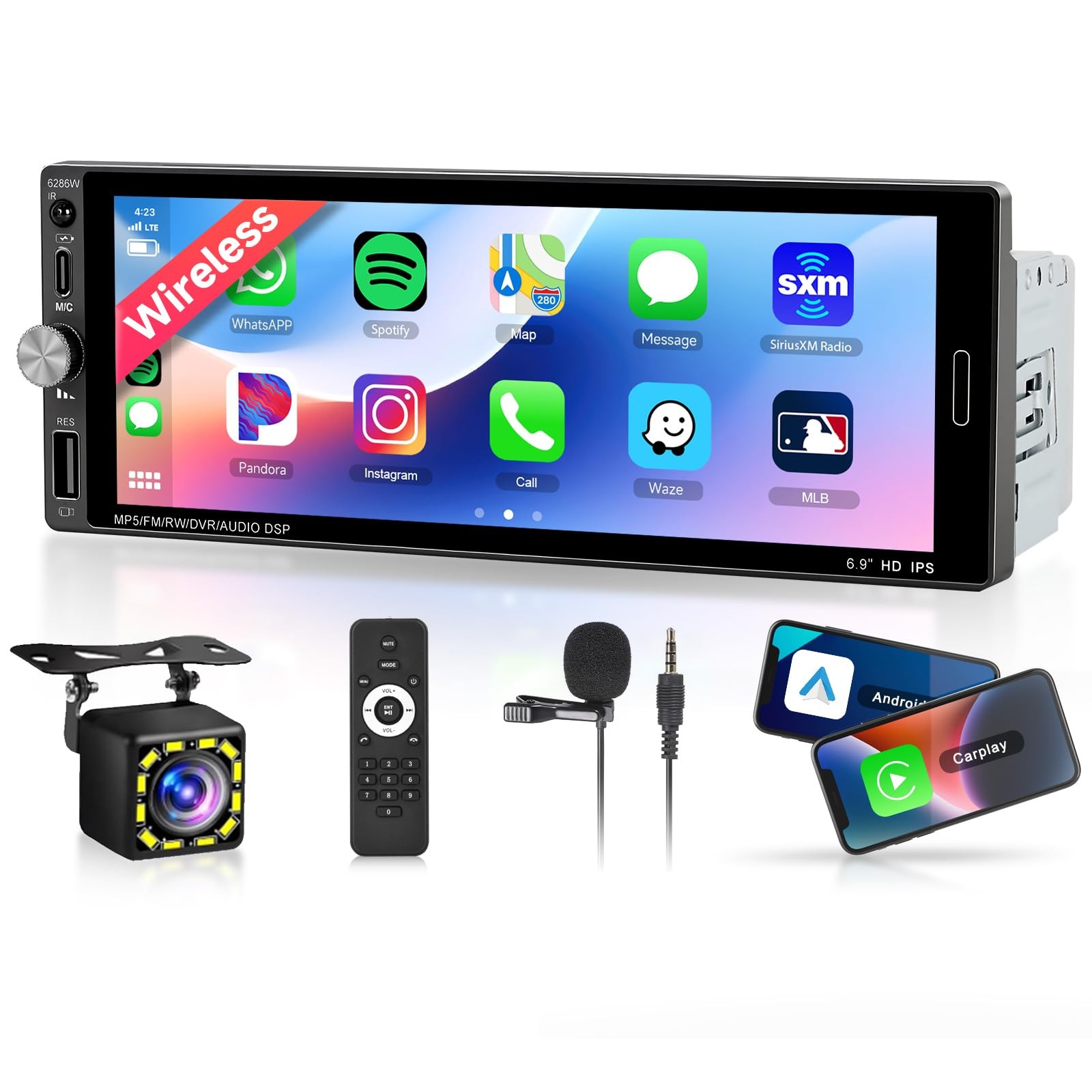 Single Din Car Stereo with Wireless Carplay Android Auto-2025 Upgraded…
