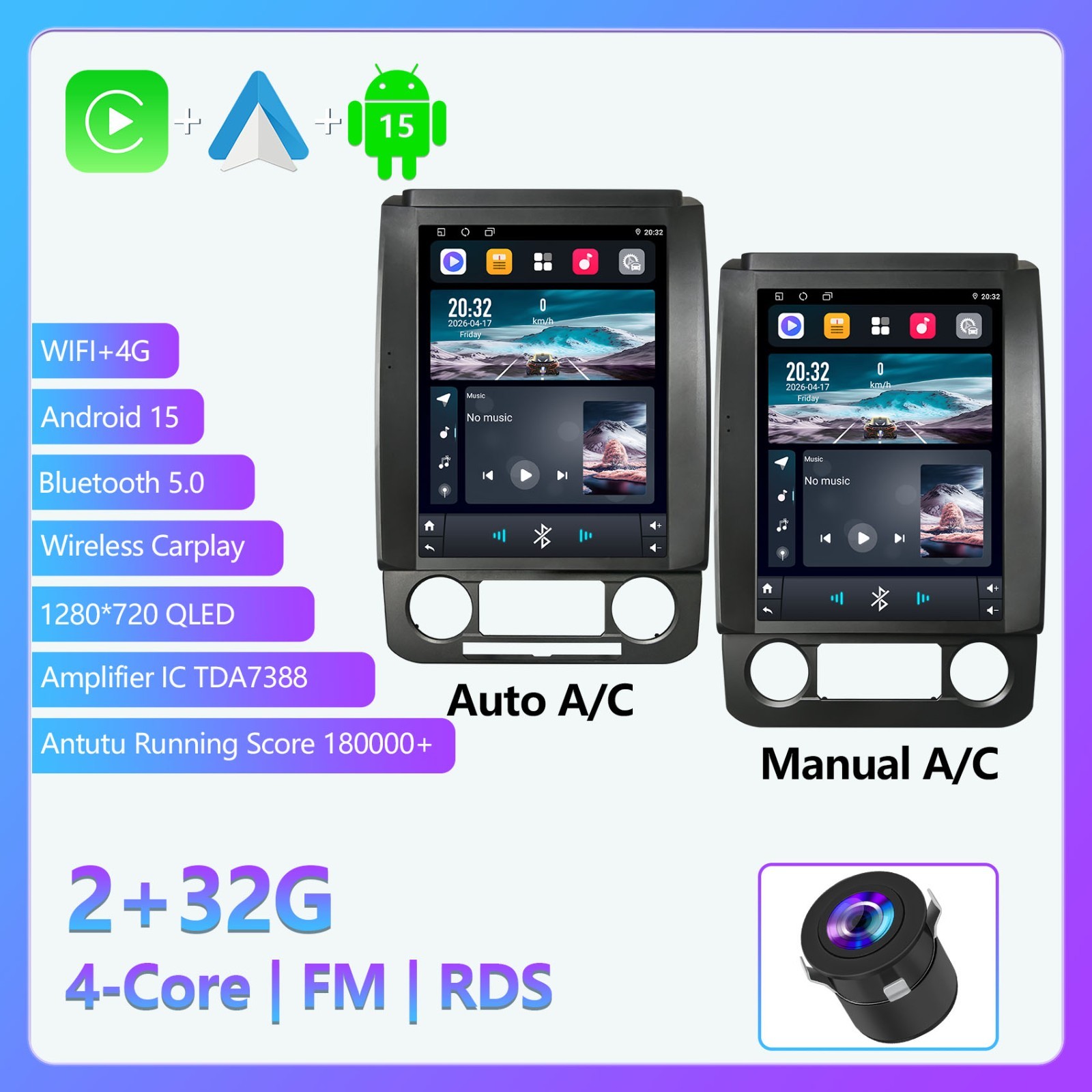 12.1″ Car Radio Stereo For Ford F150 2015-2021 Android 15 GPS Navi Tesla Style