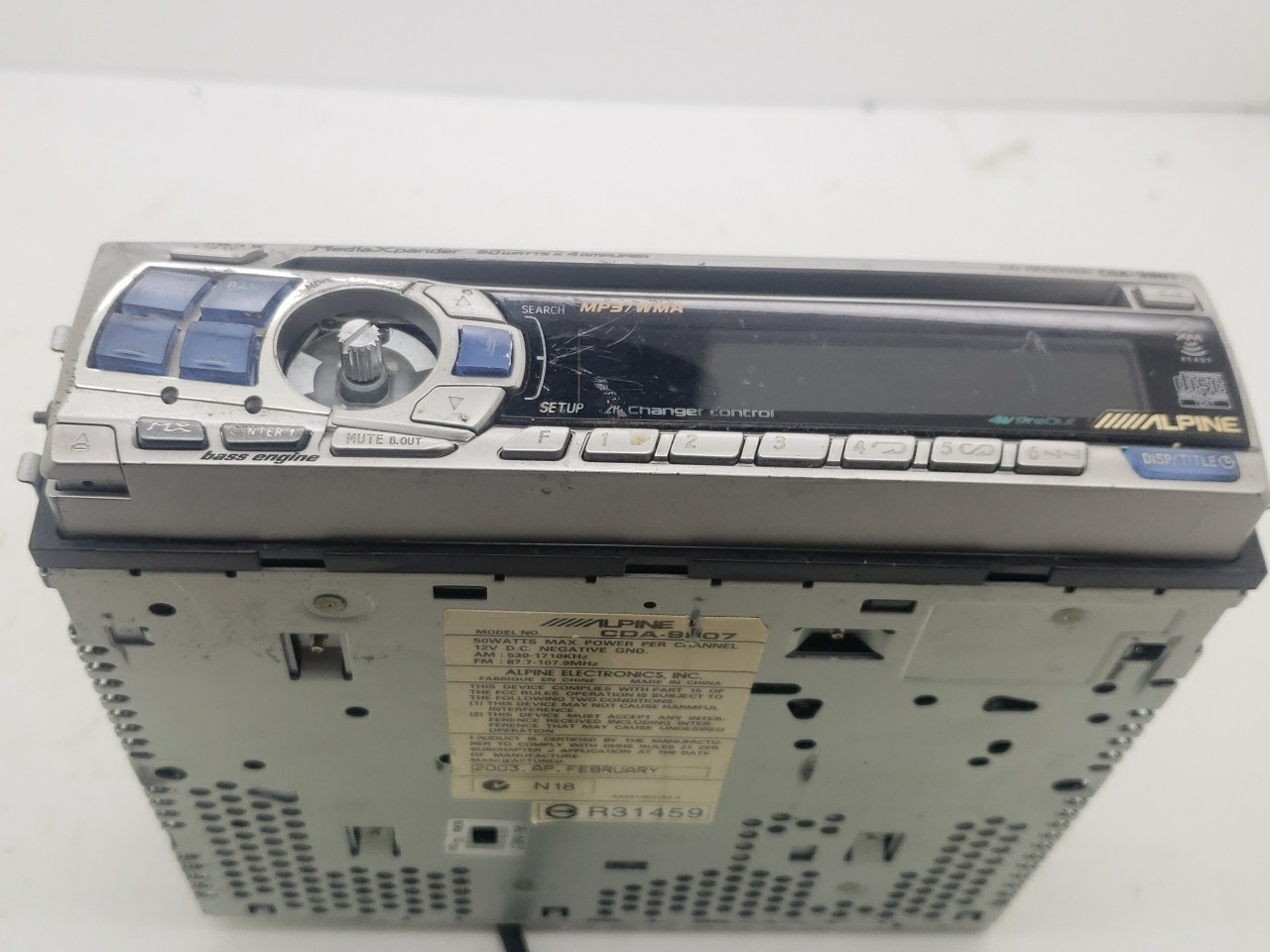 Alpine CDA-9807 Old School Single Din Car Stereo CD Player – Missing Knob