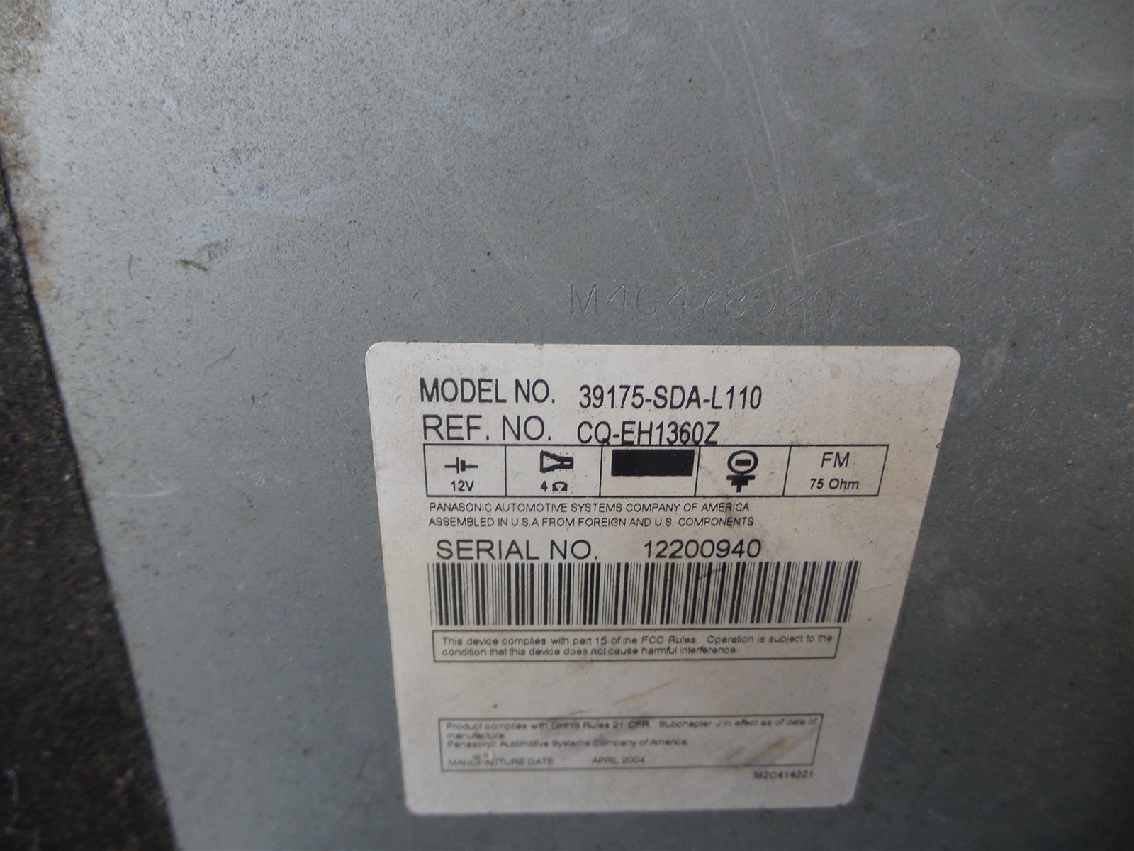 2004-2007 Honda Accord AM FM 6 Disc CD Radio Receiver 39175-SDA-L110